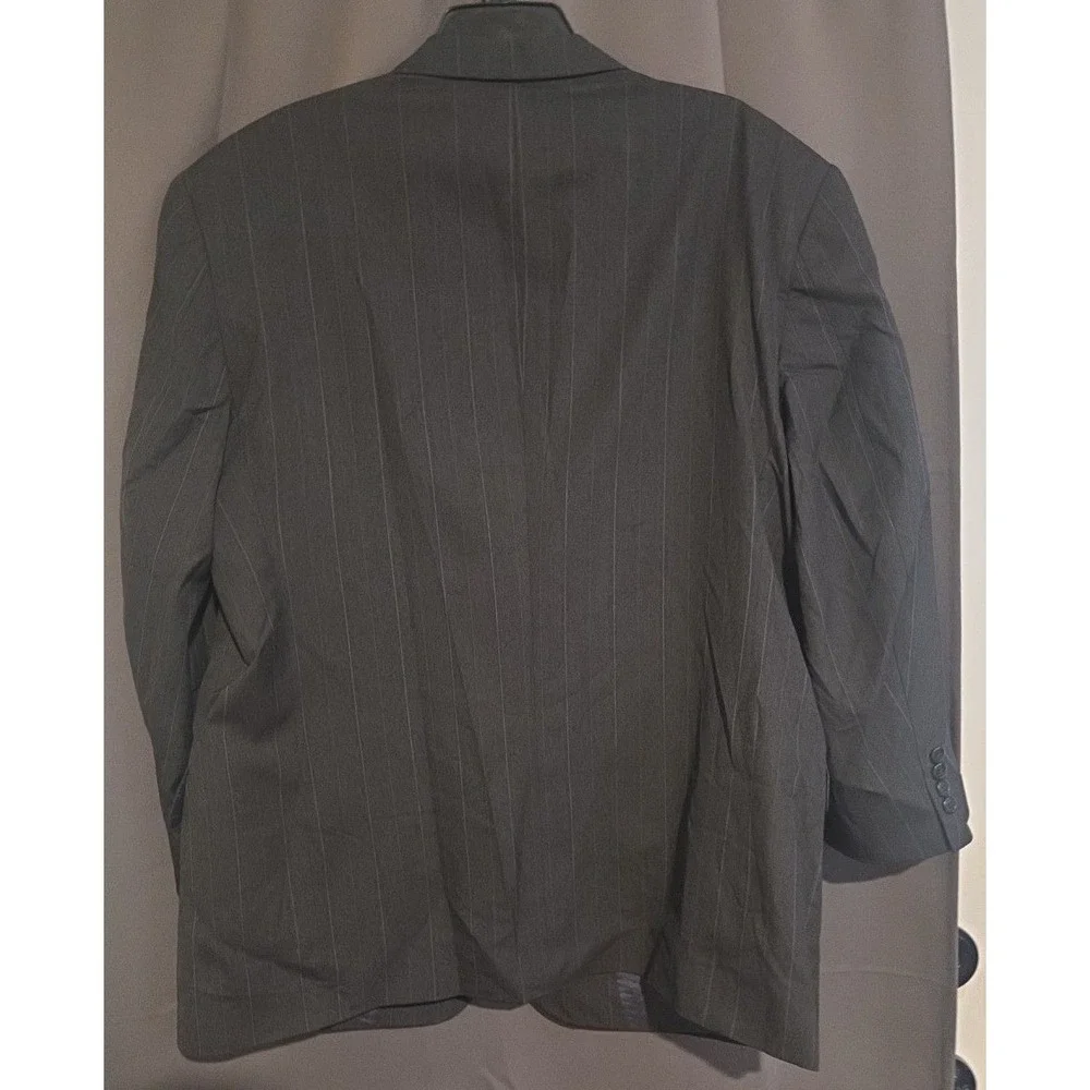 Hart Schaffner Marx Gold Trumpeter Charcoal Grey Wool Pinstripe Blazer Men's 44R